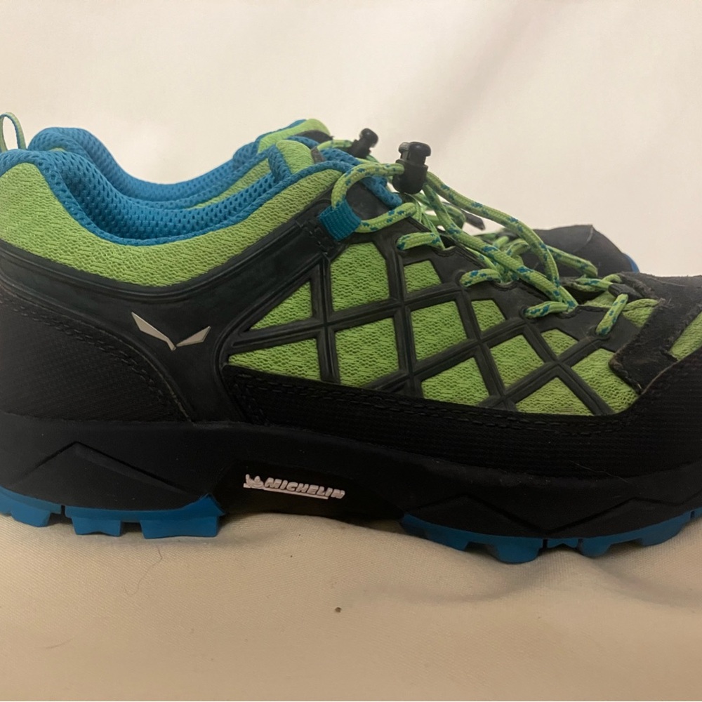 Salewa JR Wildfire Men's Green/Blue Outdoor Hiking Trail Shoes Size 4.5